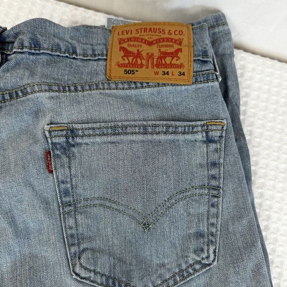 Levi Stratus & Co. Men's Straight Stonewash Denim Jeans Mid Rise  W34 L34 - Picture 1 of 7